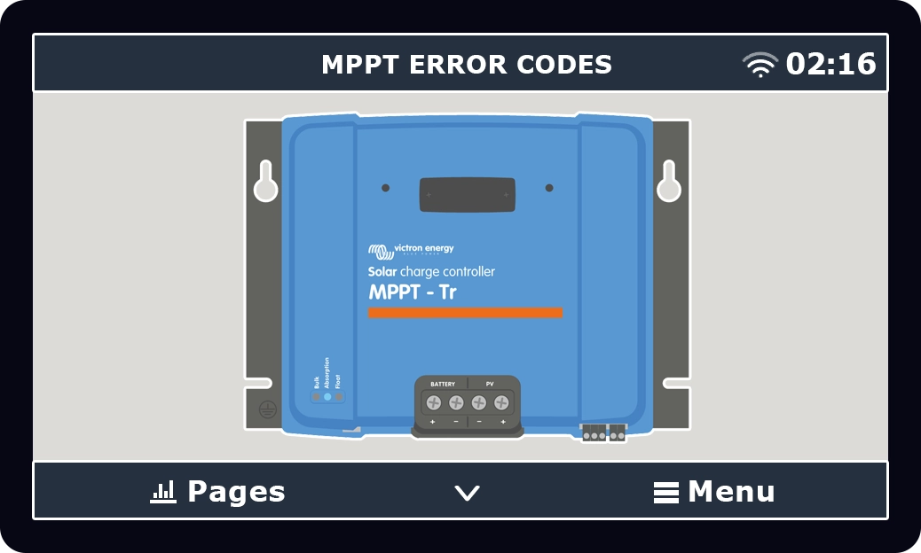 Victron MPPT Solar Charge Controller Errors & Information